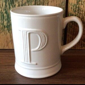 POTTERY BARN Ceramic Mug Cup Initial Monogram Letter P